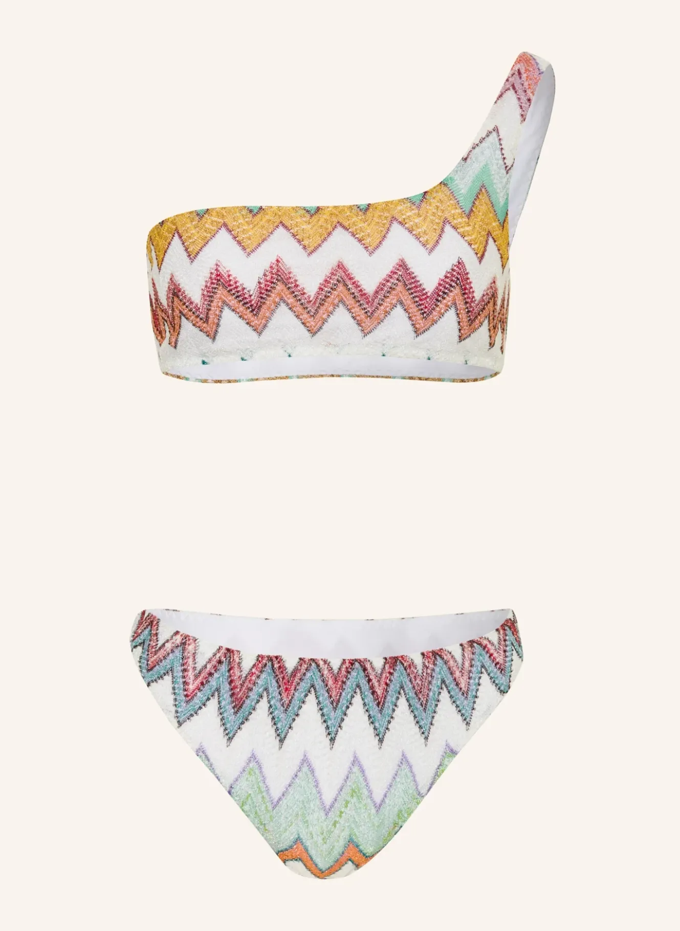 One-Shoulder-Bikini mit Glitzergarn