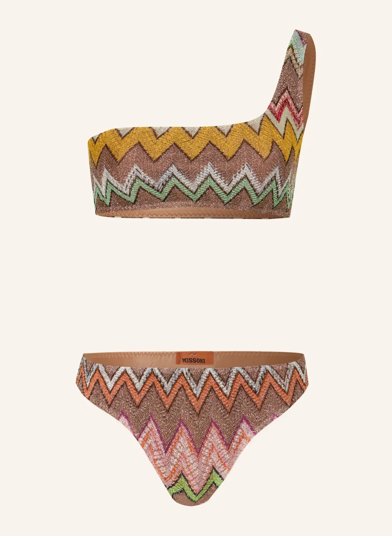 One-Shoulder-Bikini mit Glitzergarn
