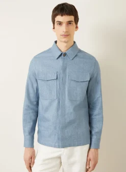 Overjacket aus Leinen in Jeansoptik
