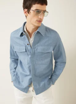 Overjacket aus Leinen in Jeansoptik