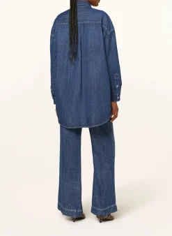 Oversized-Hemdbluse in Jeansoptik