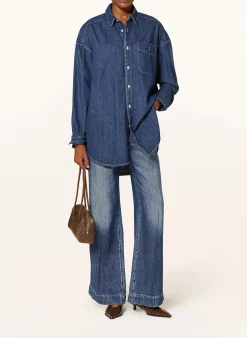 Oversized-Hemdbluse in Jeansoptik