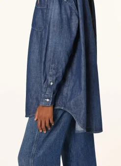 Oversized-Hemdbluse in Jeansoptik