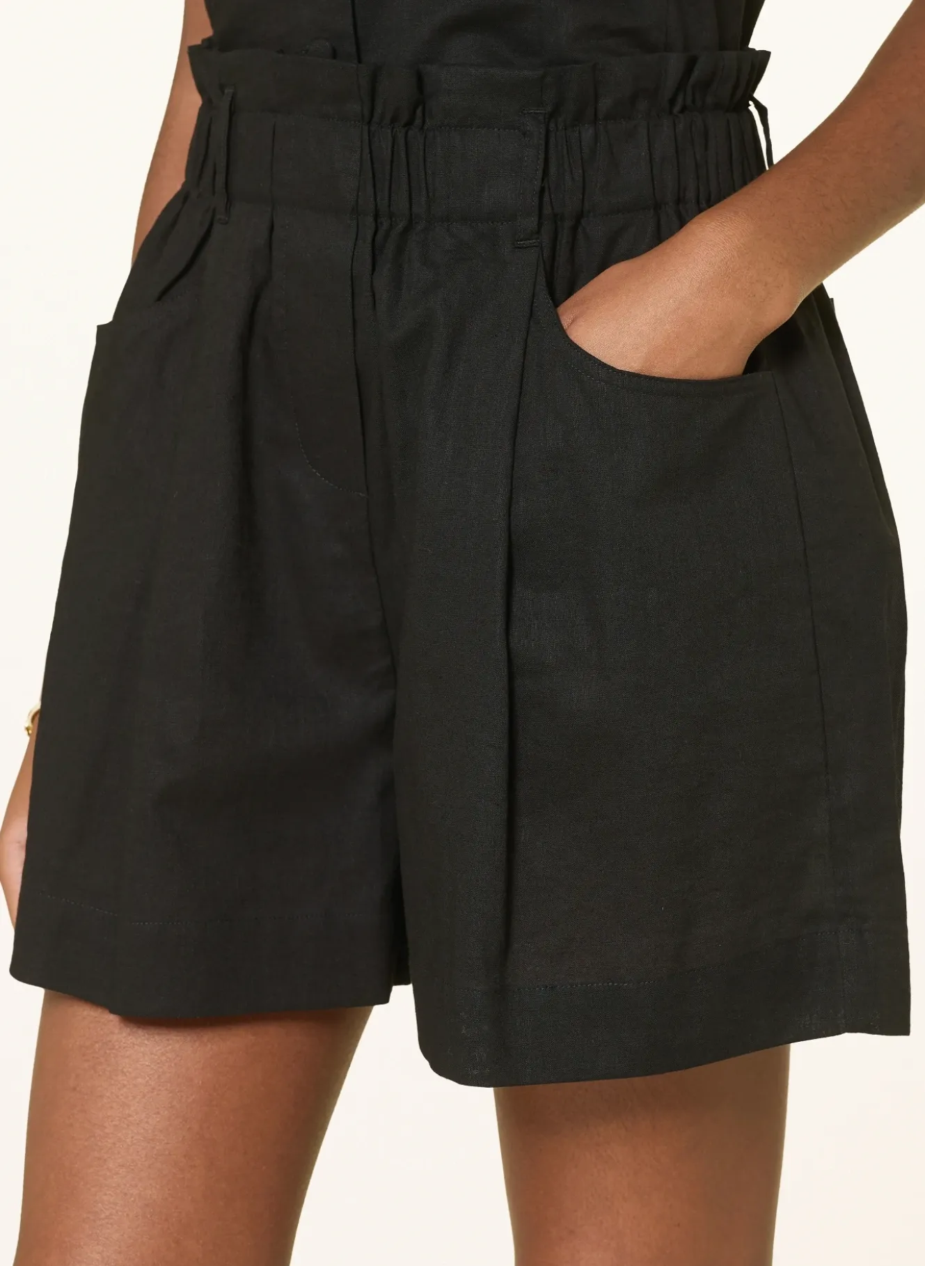 Paperbag-Shorts mit Leinen