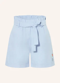 Paperbag-Shorts mit Schmucksteinen und Pailletten