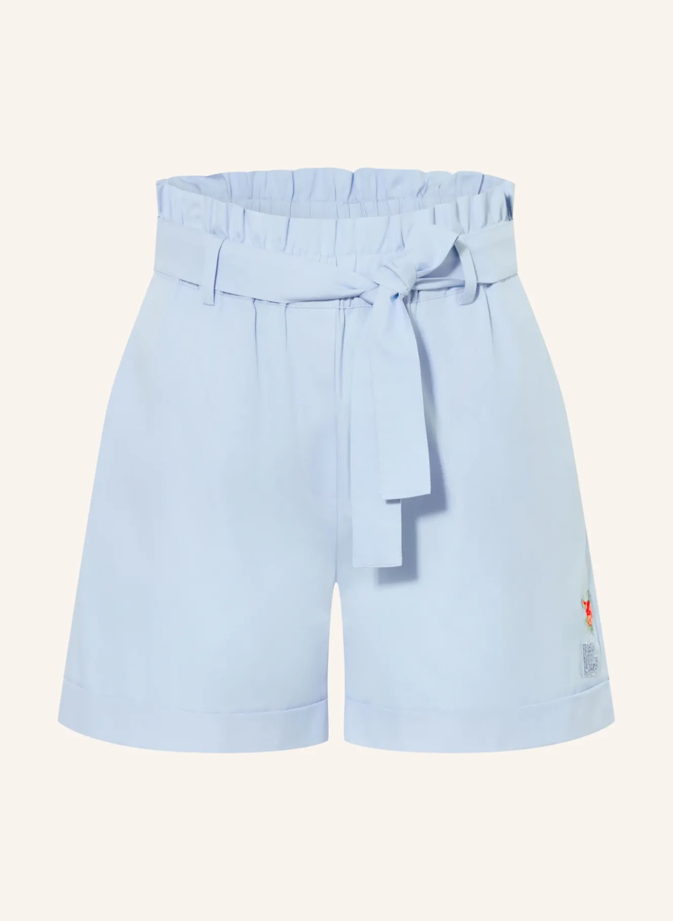 Paperbag-Shorts mit Schmucksteinen und Pailletten