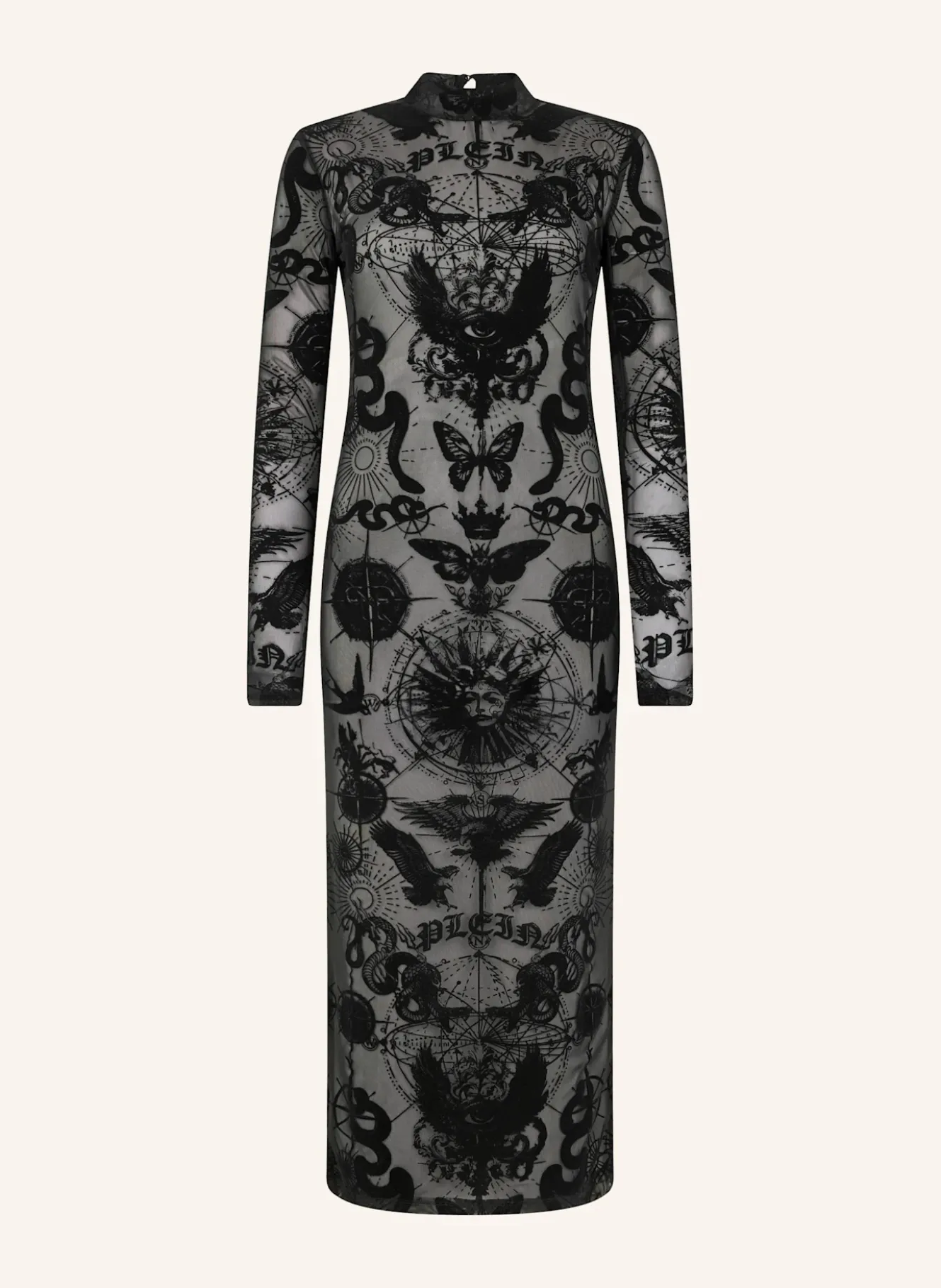 PHILIPP PLEIN Open Back Maxi Dress Flock Butterfly Tattoo