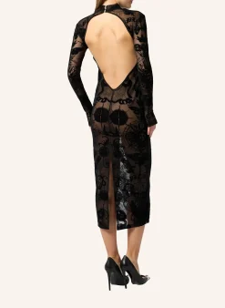 PHILIPP PLEIN Open Back Maxi Dress Flock Butterfly Tattoo