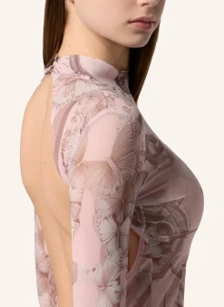 PHILIPP PLEIN Tulle Maxi Dress Open Back Butterfly Tattoo