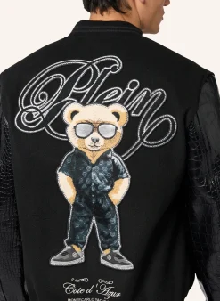 PHILIPP PLEIN Varsity Bomber Jacket Teddy Racer