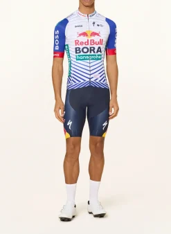 Radhose RED BULL BORA HANSGROHE REPLICA mit Trägern und gepolstertem Einsatz