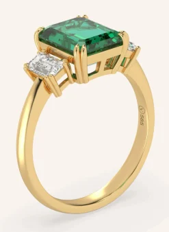 Ring EDEN aus 14 Karat Gelbgold mit Smaragd und Diamanten