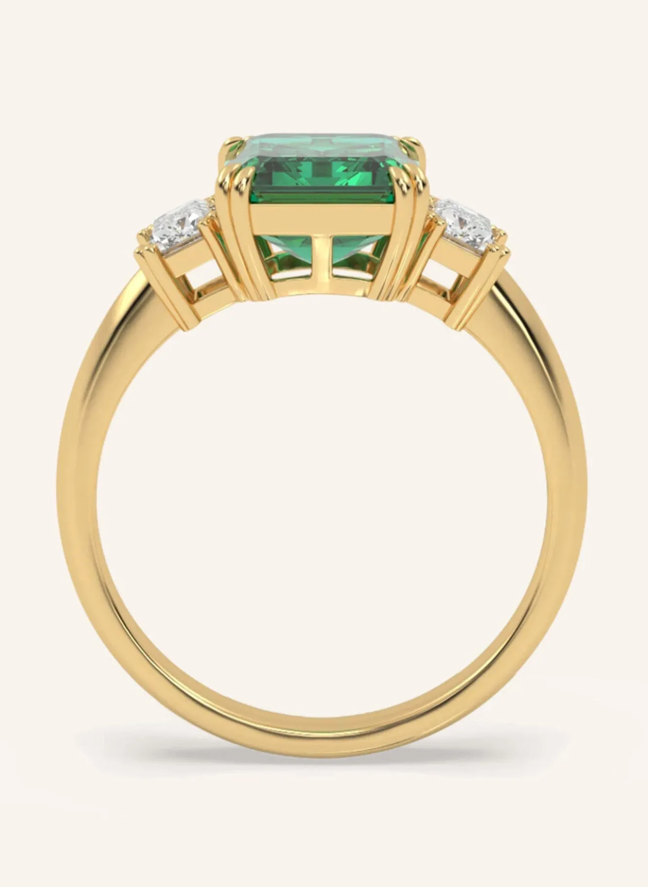 Ring EDEN aus 14 Karat Gelbgold mit Smaragd und Diamanten