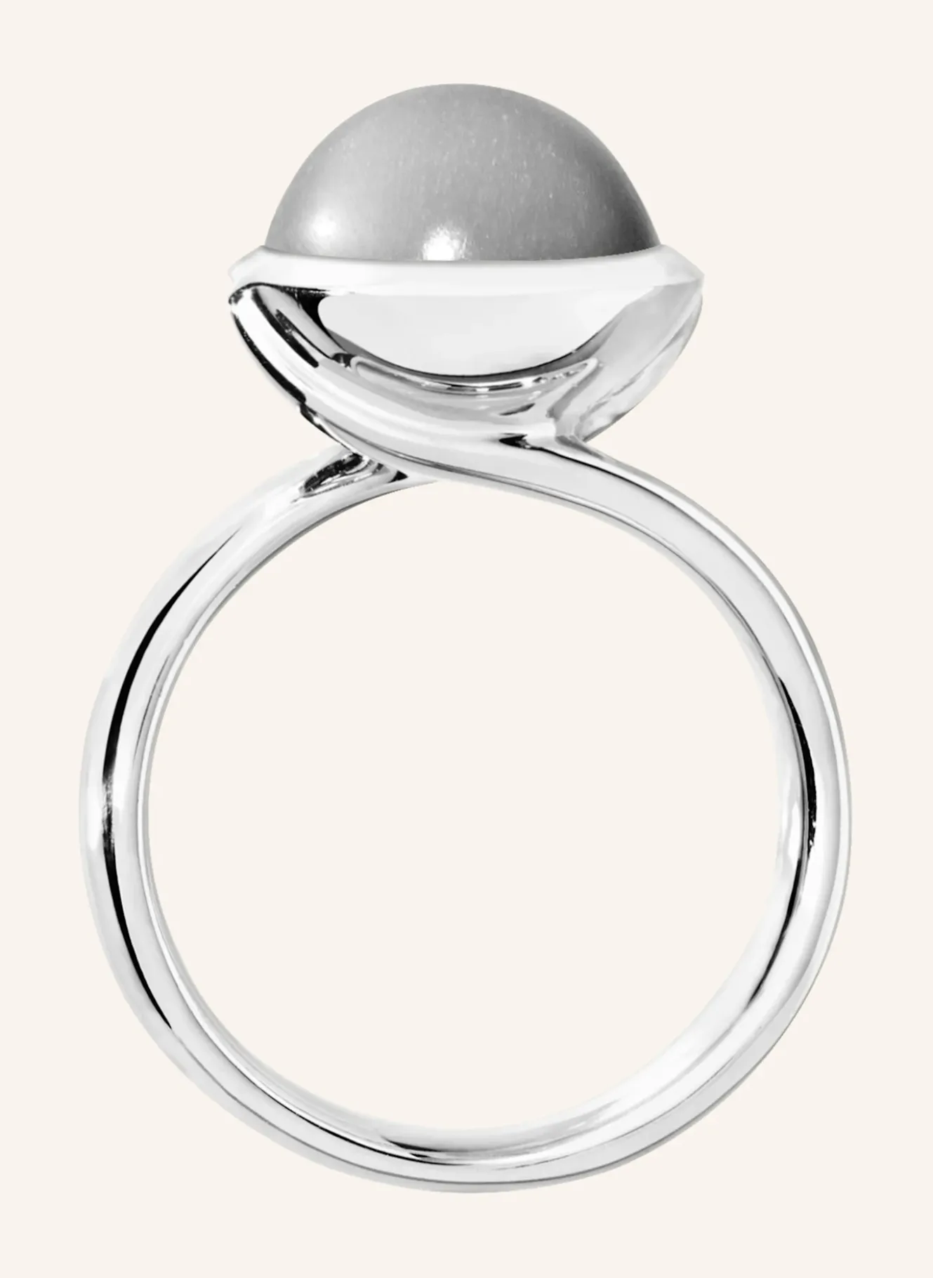 Ring RING BOUTON LARGE MOONSTONE GREY aus 18K Weißgold mit grauer Mondstein