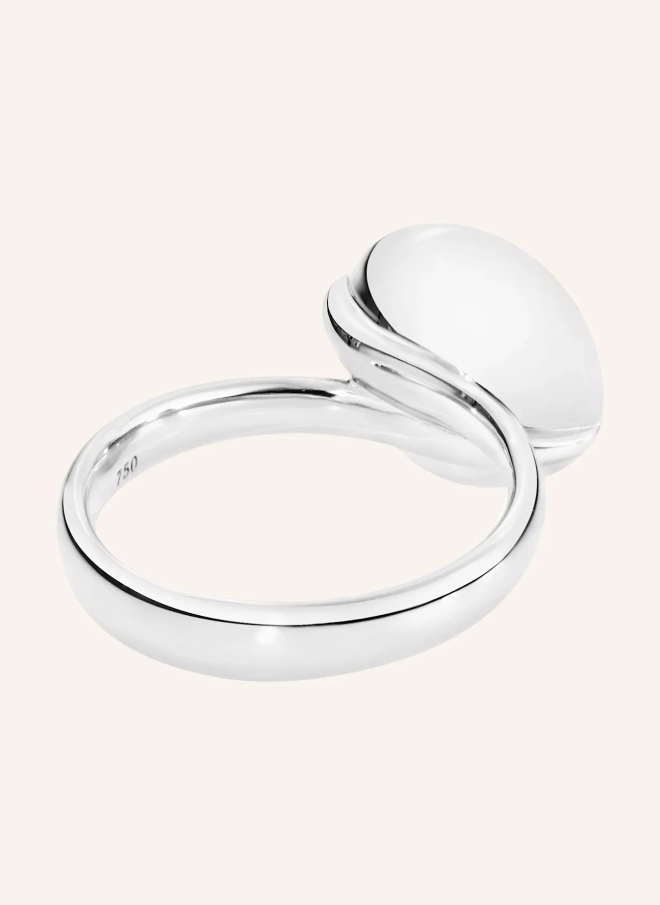 Ring RING BOUTON LARGE MOONSTONE GREY aus 18K Weißgold mit grauer Mondstein