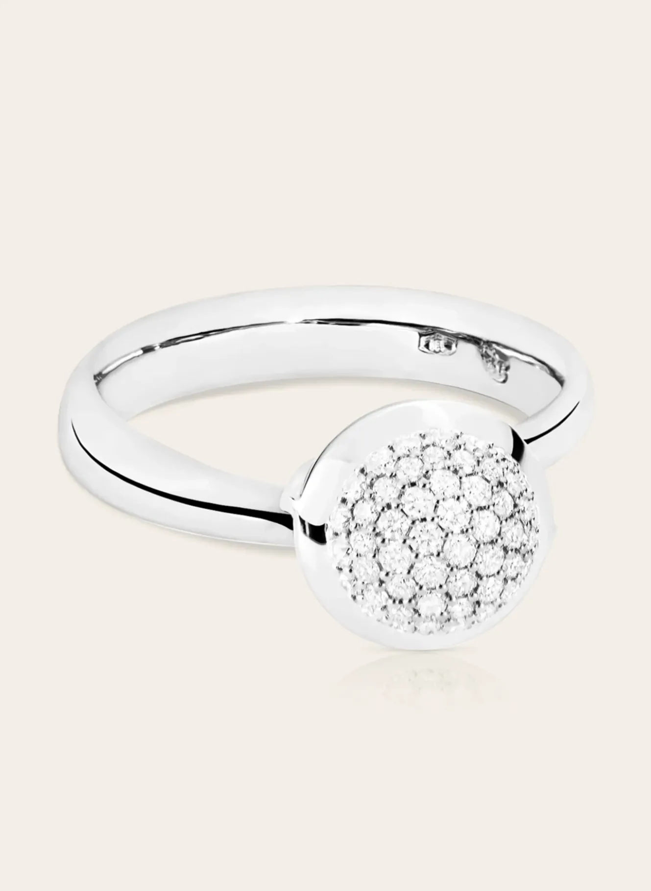 Ring RING BOUTON SMALL DIAMOND PAVÉ aus 18K Weißgold mit Diamant Pavé