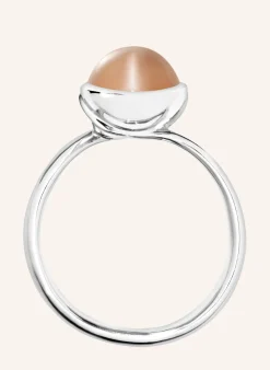 Ring RING BOUTON SMALL MOONSTONE BROWN aus 18K Weißgold mit Brauner Mondstein
