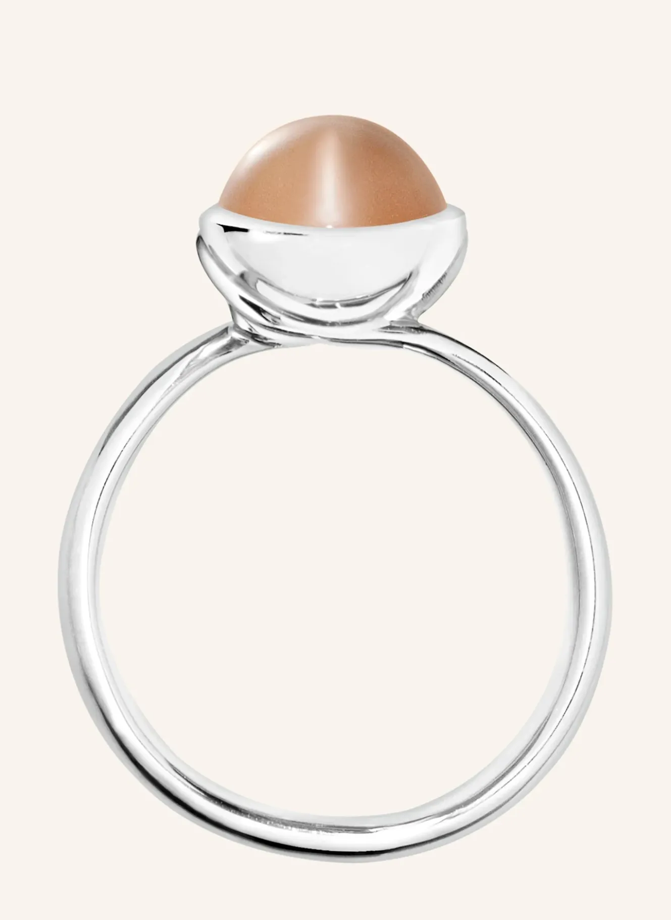 Ring RING BOUTON SMALL MOONSTONE BROWN aus 18K Weißgold mit Brauner Mondstein