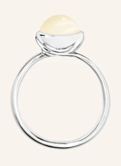 Ring RING BOUTON SMALL MOONSTONE SAND/WHITE aus 18K Weißgold mit sand Mondstein
