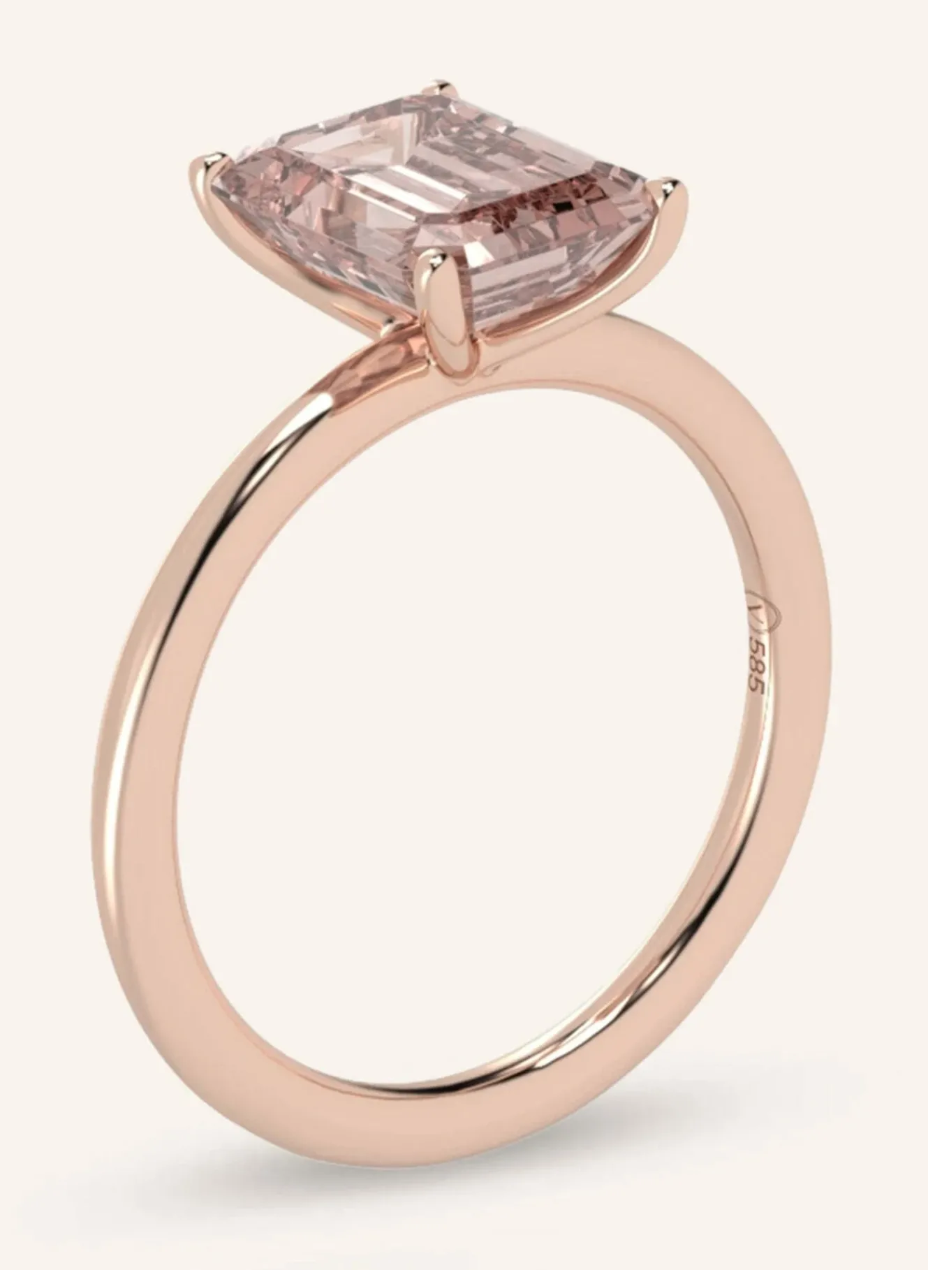 Ring ROSIE aus 14 Karat Roségold und 2.00ct. lab-grown Morganit