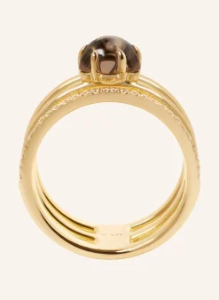 Ring WOLKE RAUCHQUARZ BRILLANT PAVÉ DREIREIHIG