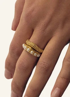 Ringe PEARL BAYA STACKING RING SET by GLAMBOU