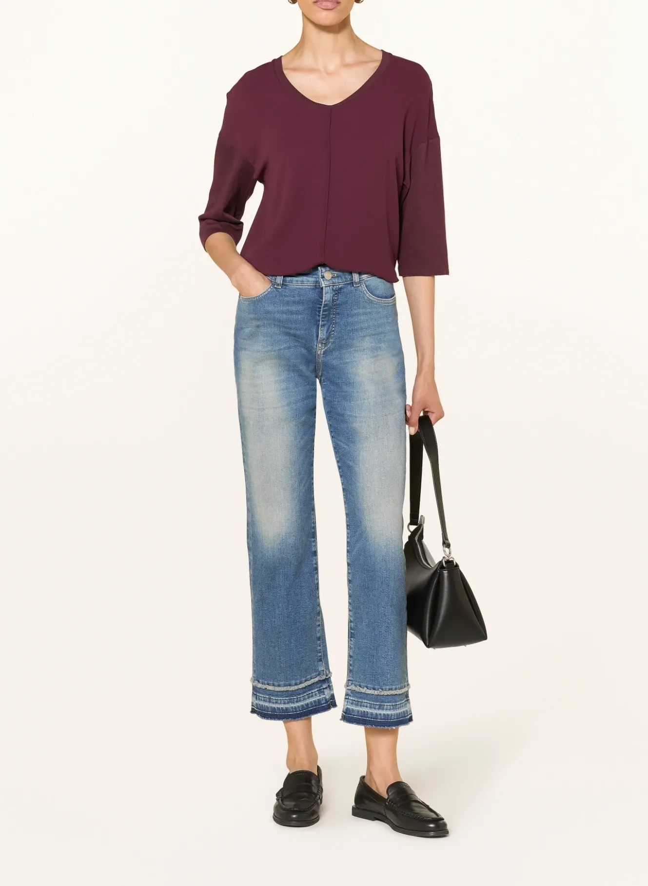 Shirt im Materialmix mit 3/4-Arm