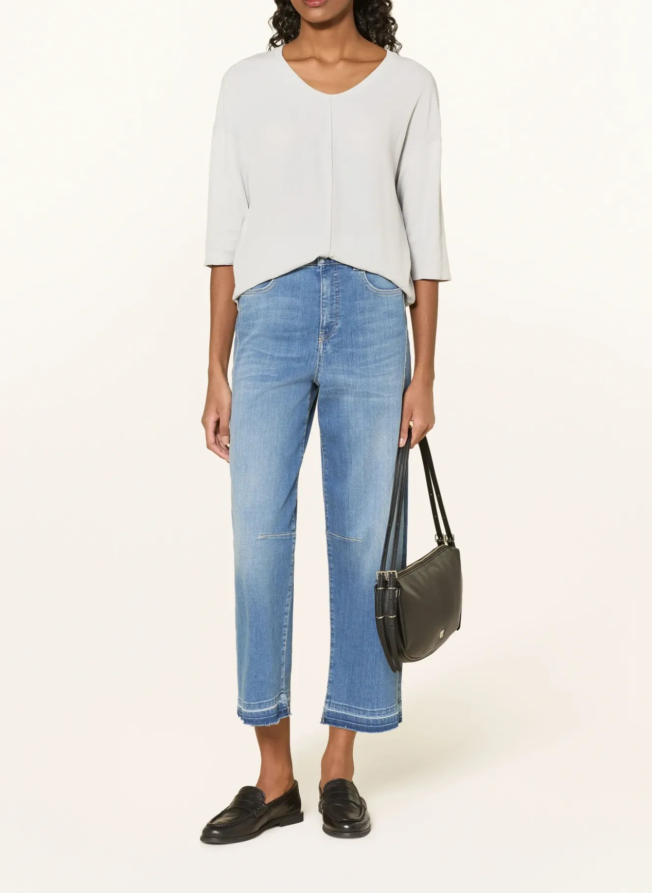 Shirt im Materialmix mit 3/4-Arm