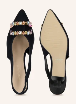 Slingpumps mit Schmucksteinen
