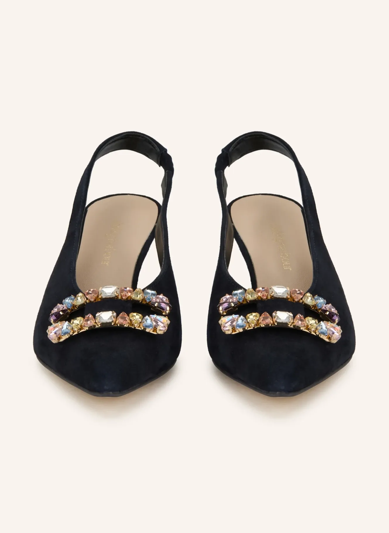 Slingpumps mit Schmucksteinen