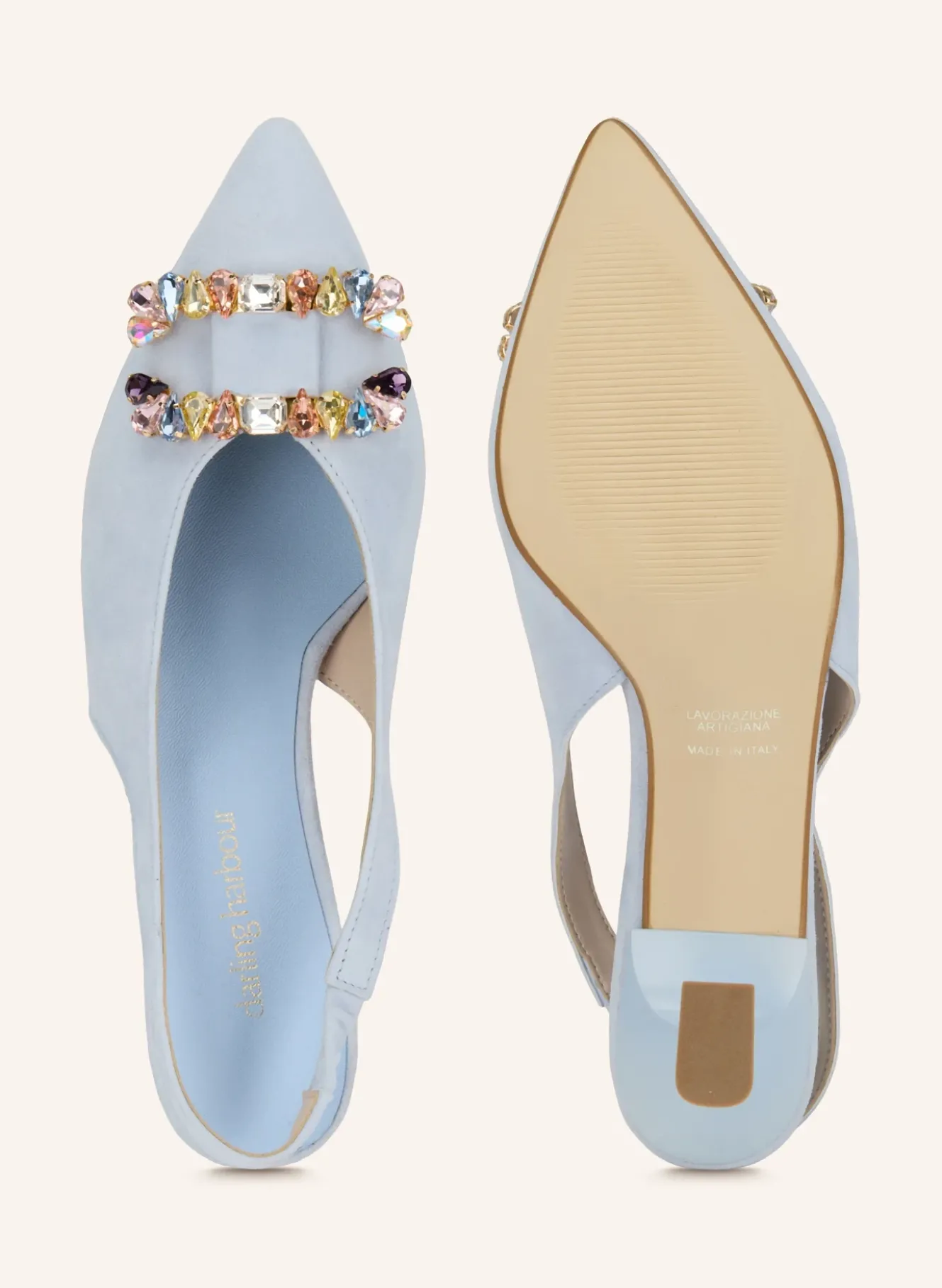 Slingpumps mit Schmucksteinen