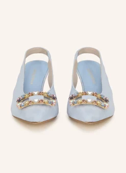 Slingpumps mit Schmucksteinen