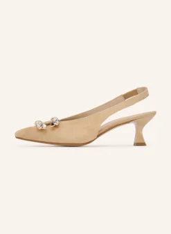 Slingpumps mit Schmucksteinen