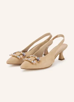 Slingpumps mit Schmucksteinen