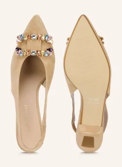 Slingpumps mit Schmucksteinen