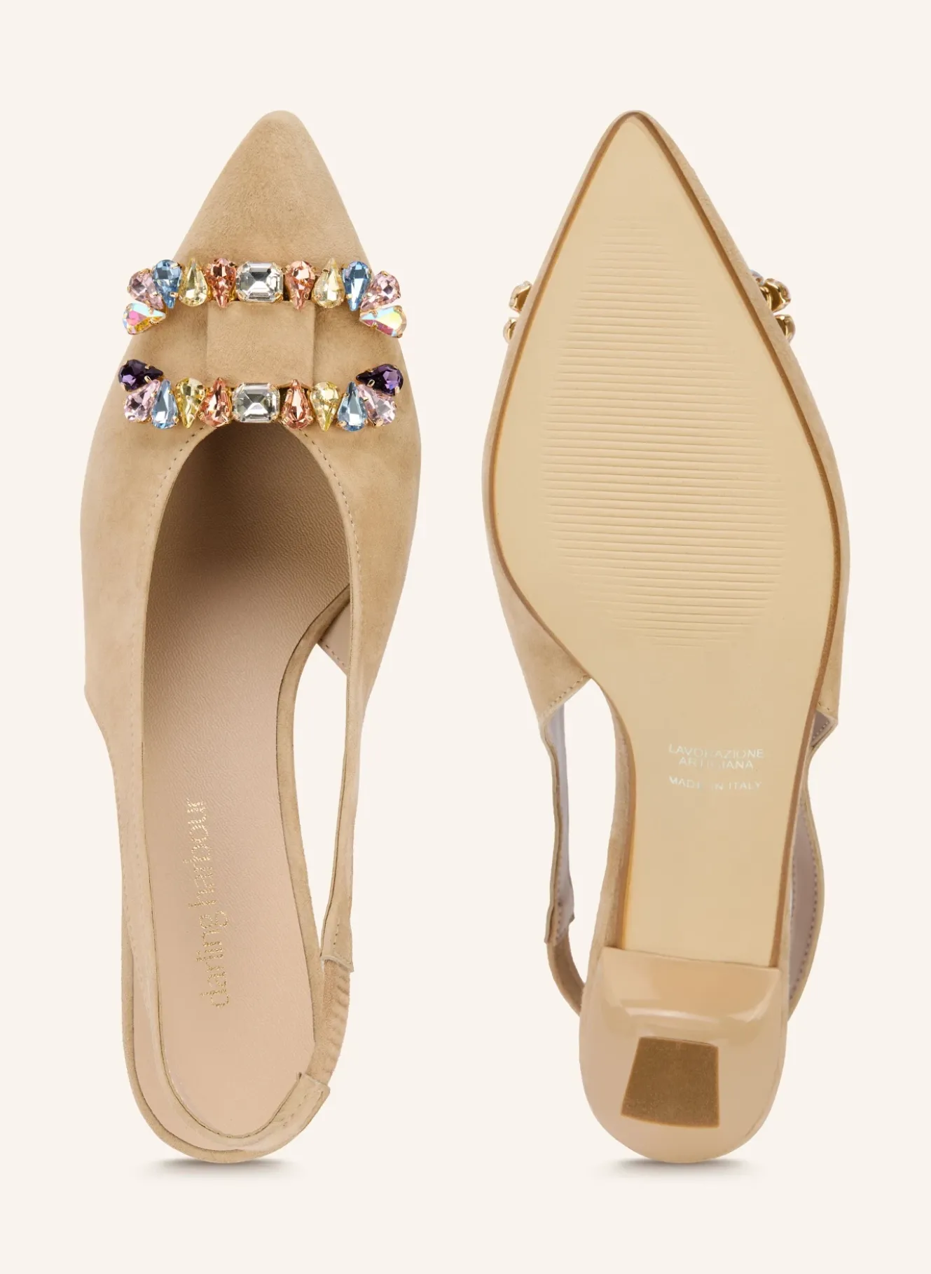 Slingpumps mit Schmucksteinen