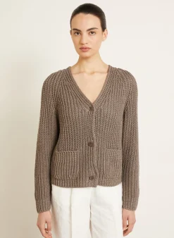Strickjacke ALIVA mit Seide und Leinen
