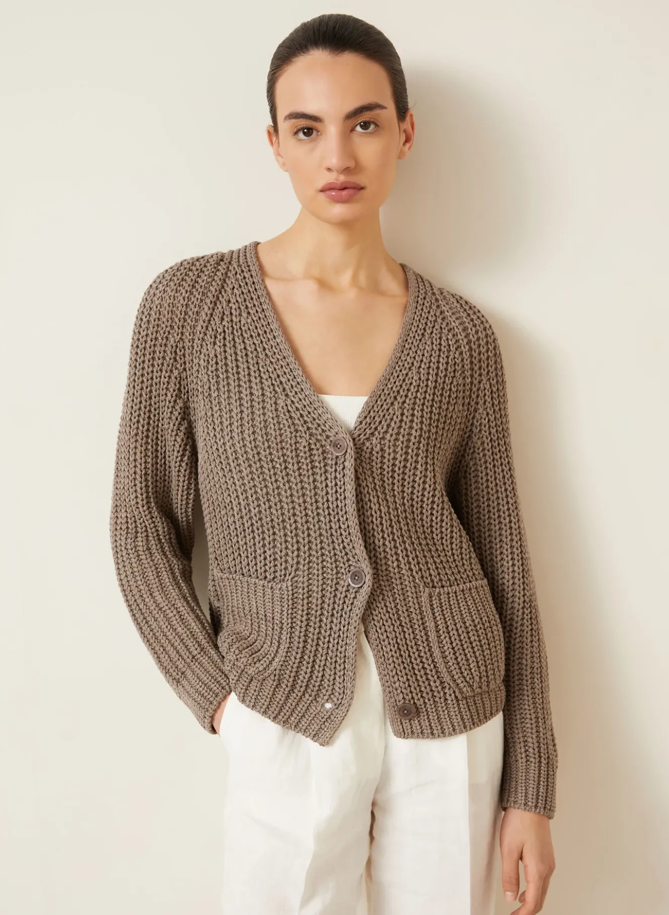 Strickjacke ALIVA mit Seide und Leinen