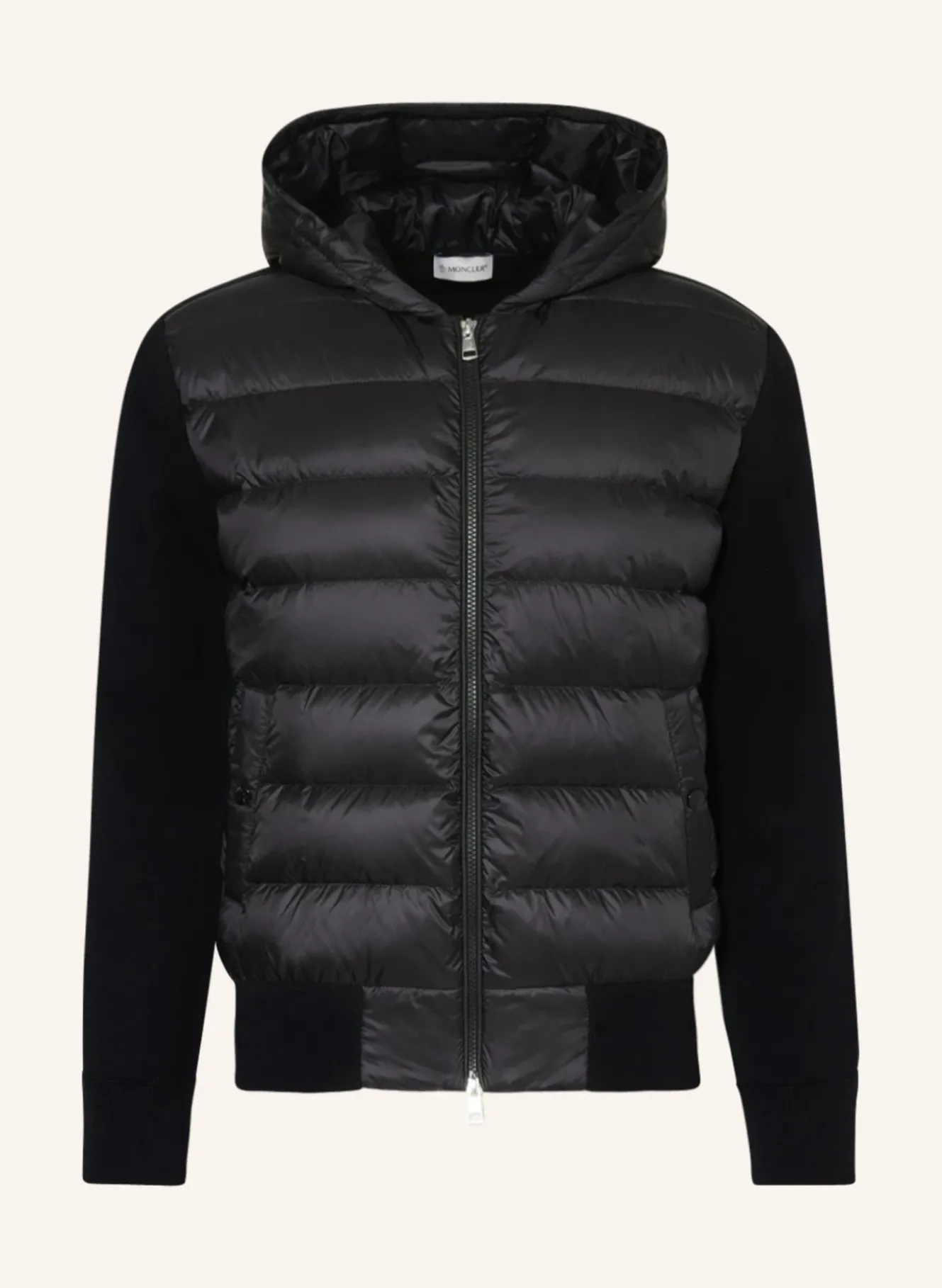 Strickjacke im Materialmix