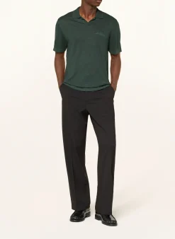 Strick-Poloshirt mit Leinen