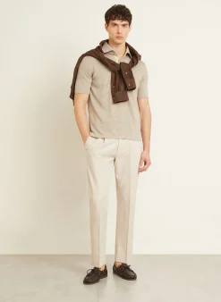 Strick-Poloshirt mit Leinen