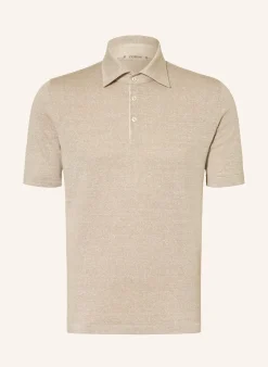 Strick-Poloshirt mit Leinen