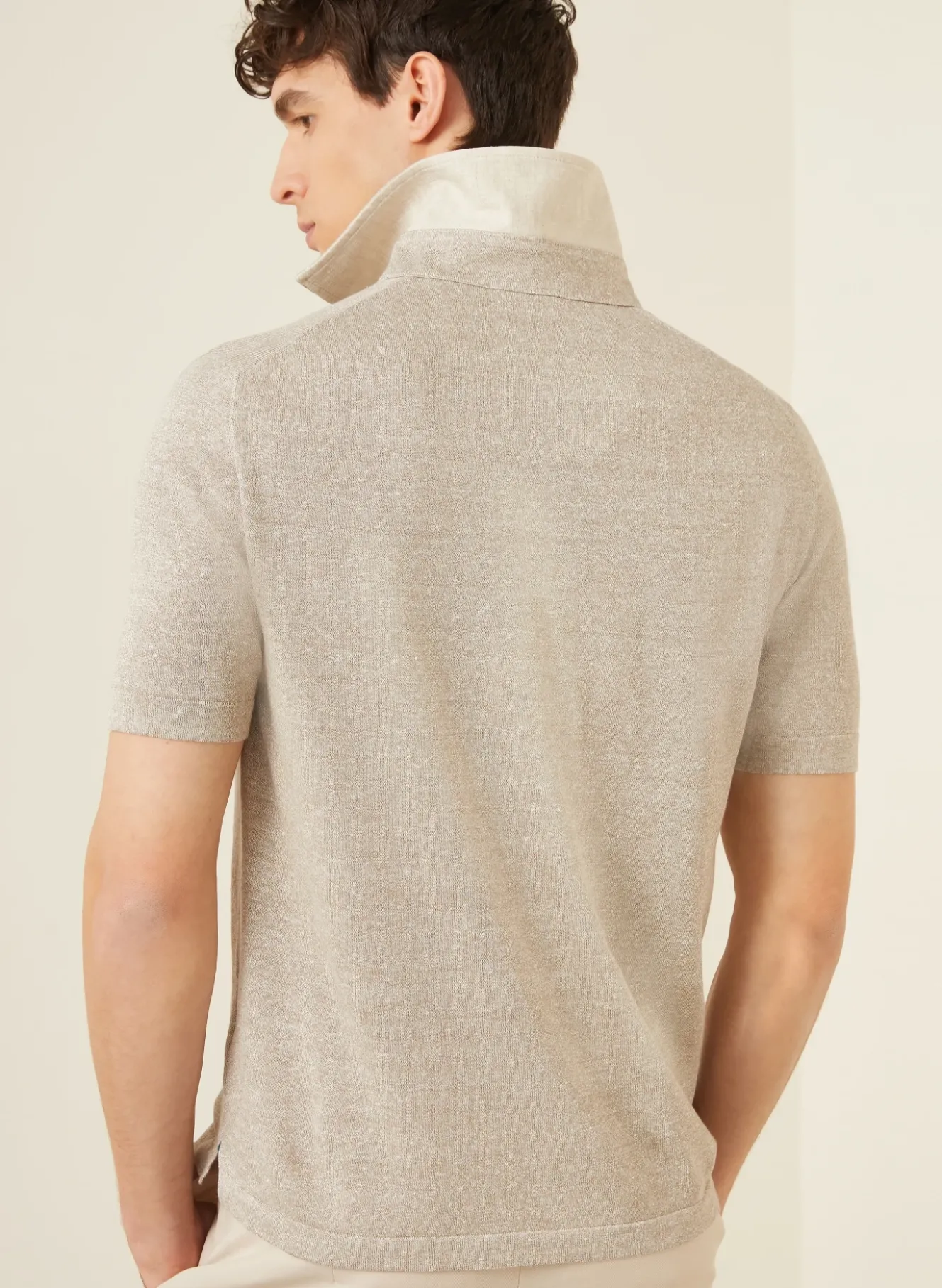 Strick-Poloshirt mit Leinen