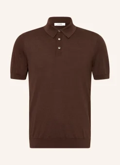 Strick-Poloshirt mit Seide