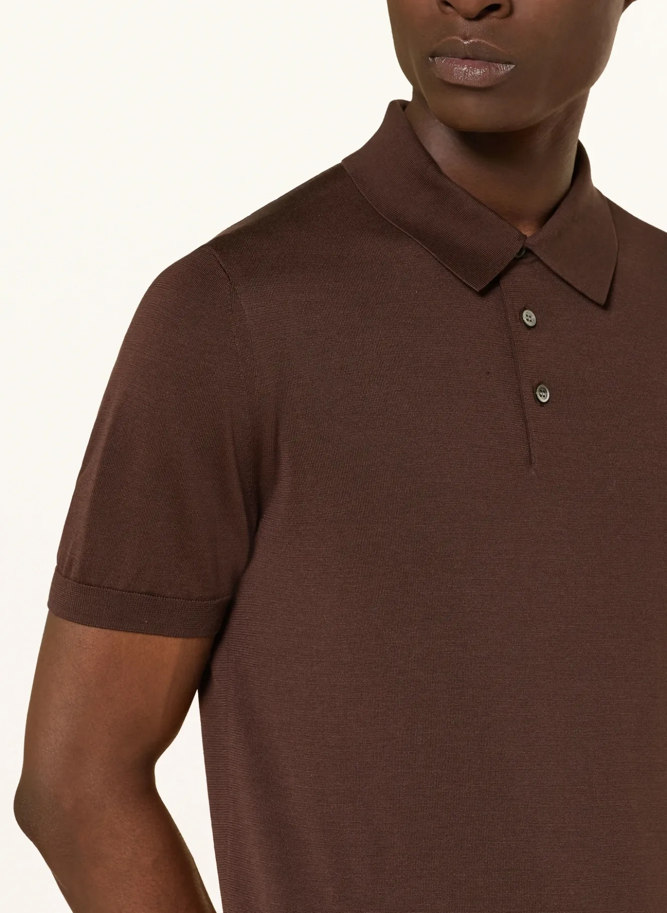 Strick-Poloshirt mit Seide