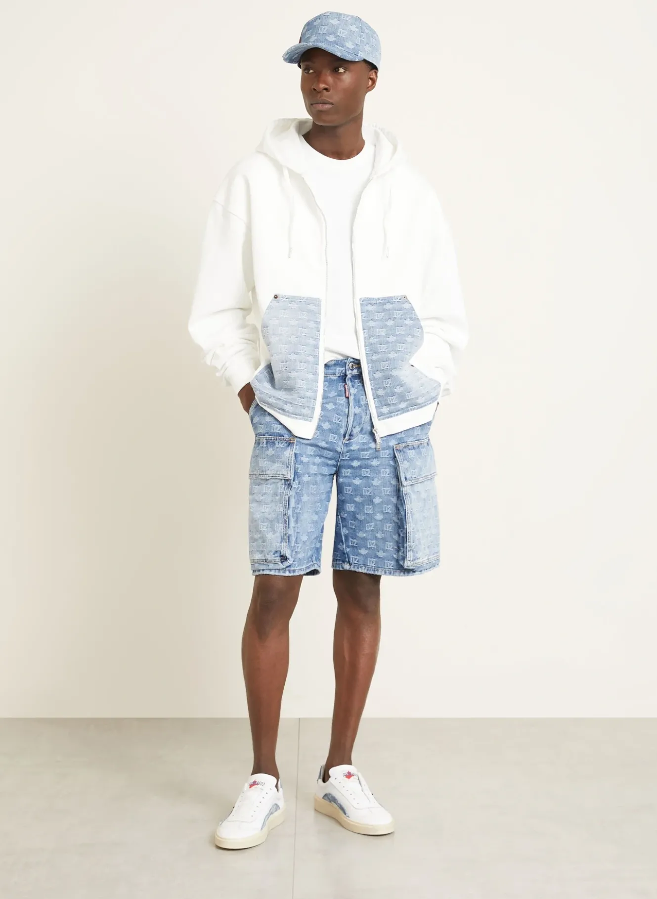 Sweatjacke im Materialmix