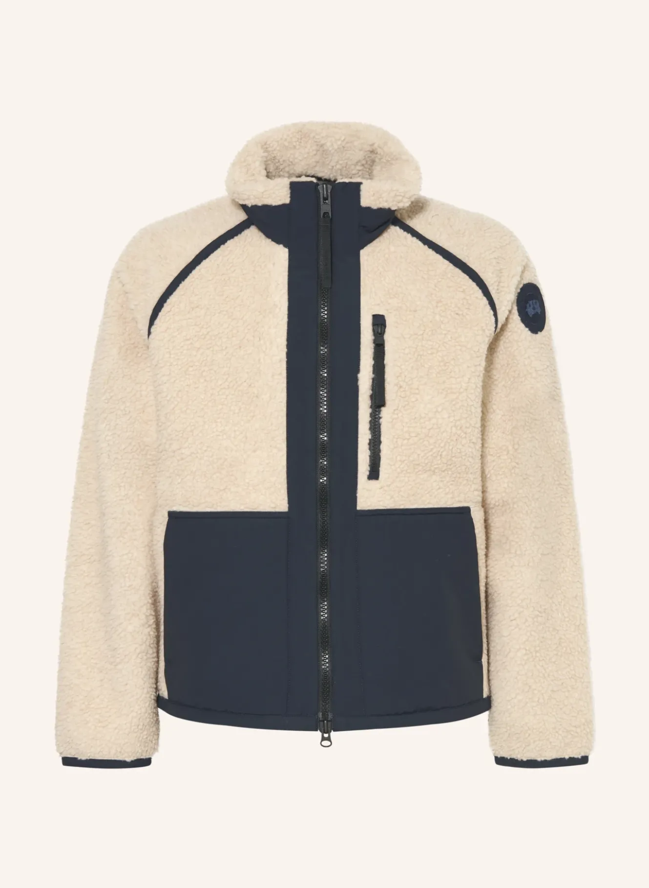 Teddyfell-Jacke im Materialmix