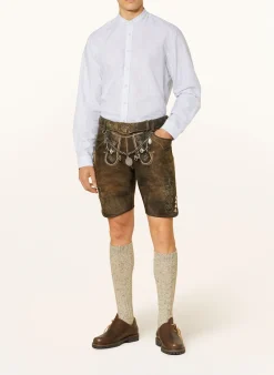 Trachtenhemd Comfort Fit mit Stehkragen und Leinen