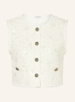 Tweed-Weste mit Pailletten und Glitzergarn
