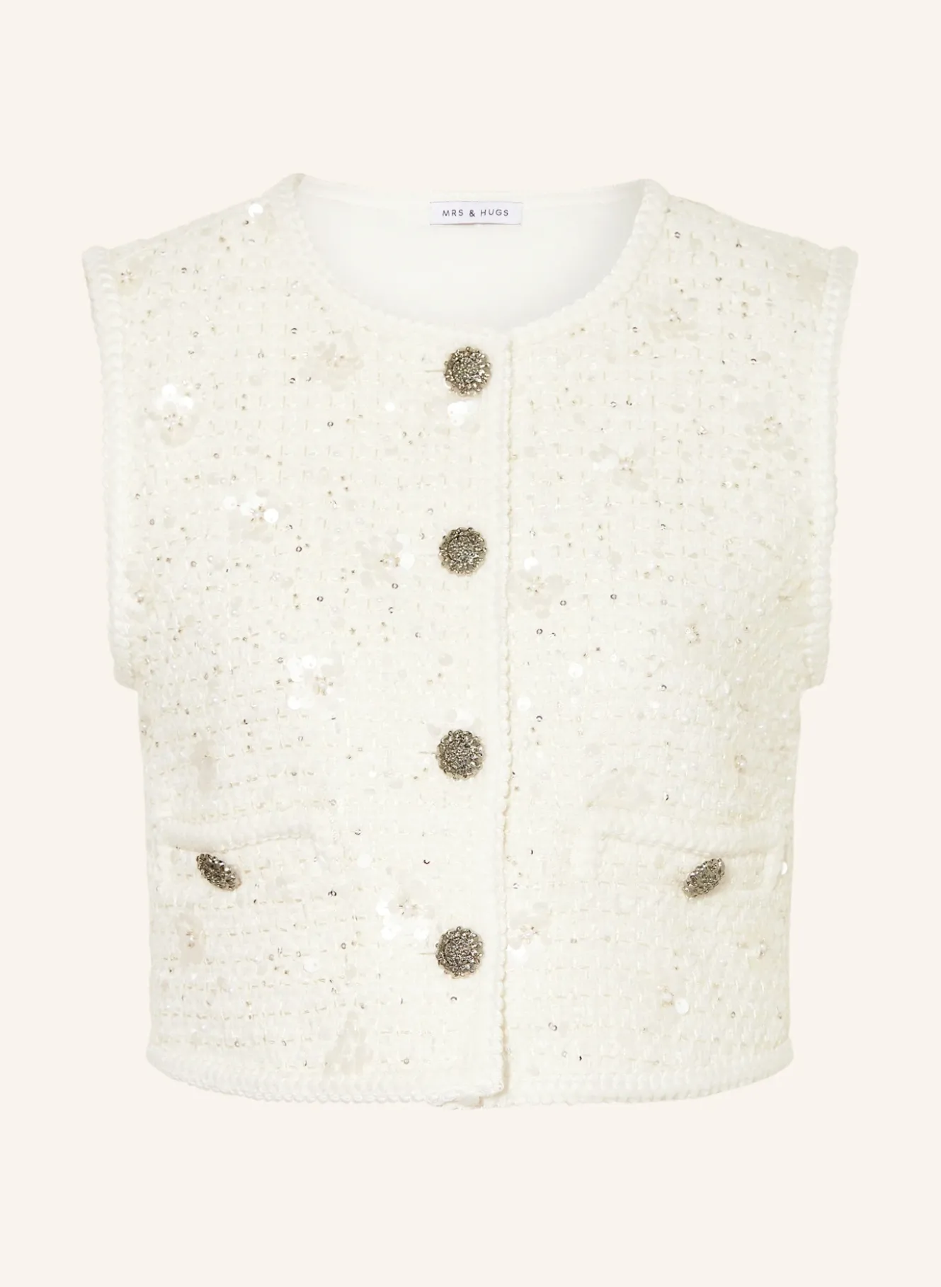 Tweed-Weste mit Pailletten und Glitzergarn